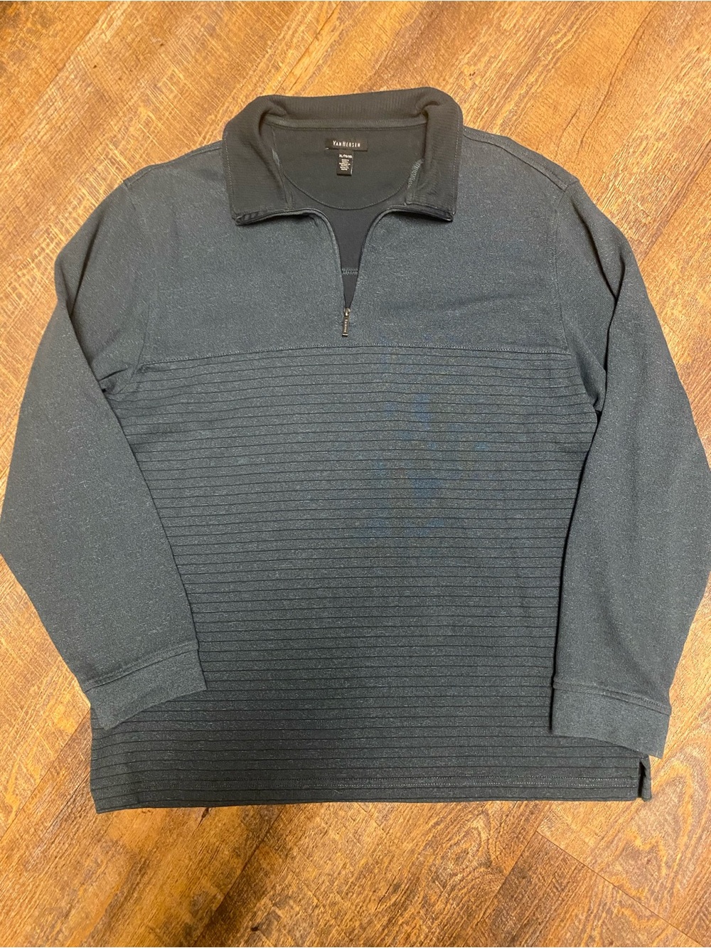 Van Heusen Men’s XL Blue Gray Quarter-Zip Pullover Sweater Fall Cozy Casual